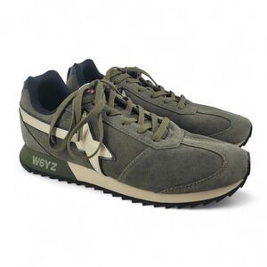 Men's Olive Green Suede Sneakers - Casual Lace-Up Comfort